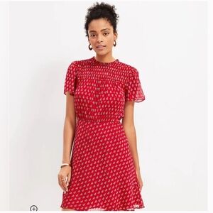 LOFT red paisley dress fully lined size 14 new